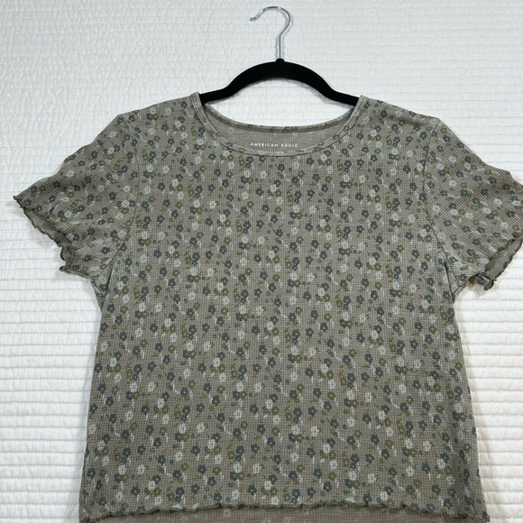 American Eagle Outfitters Green and Gray Short Sleeve Tee. Size L. Cotta… - Picture 4 of 6